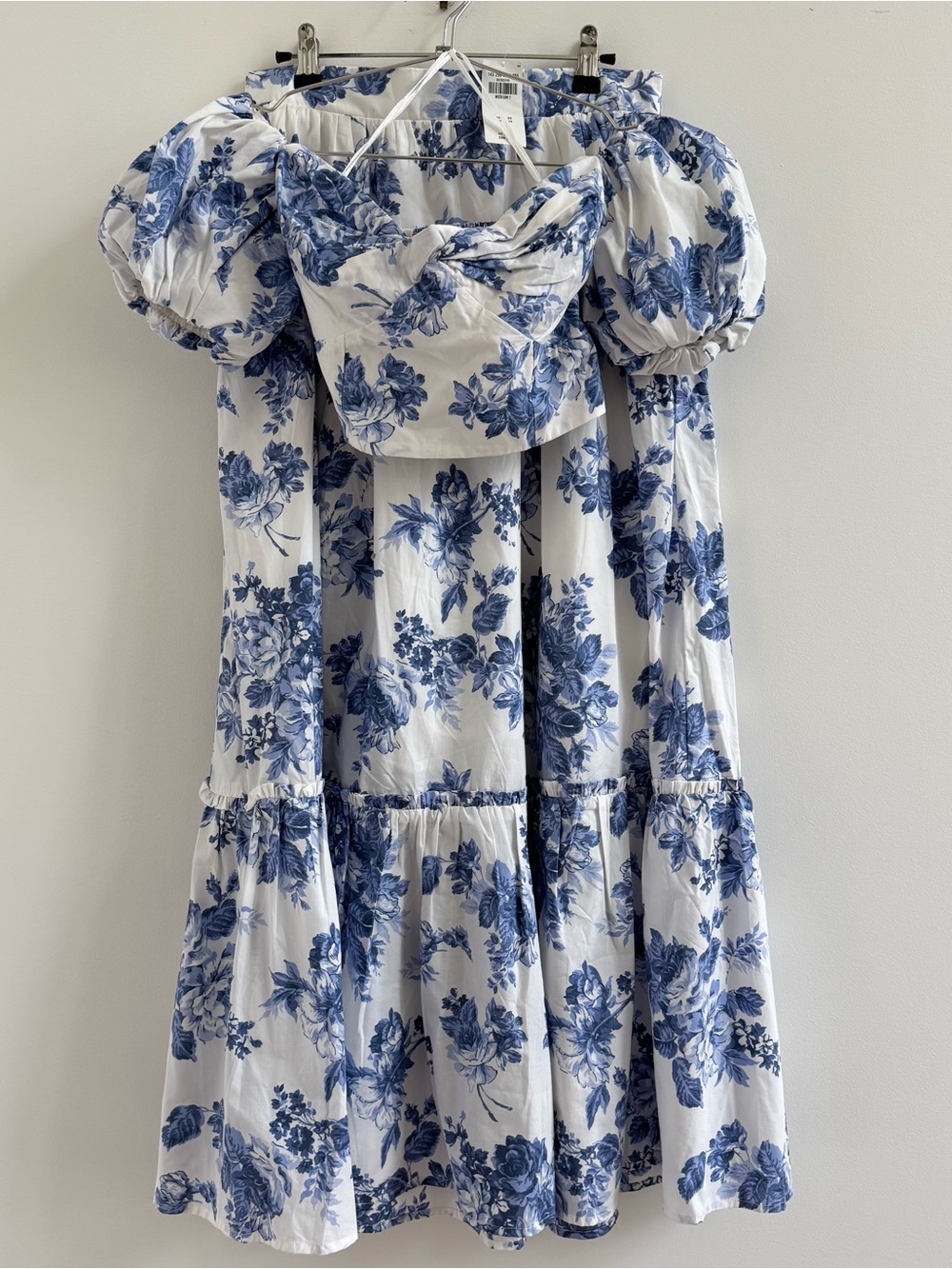 Abercrombie & Fitch White and Blue Floral A-Line Skirt Set